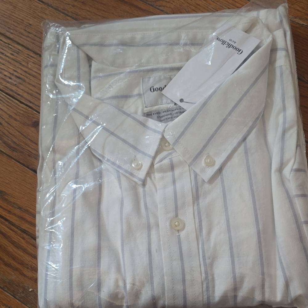 Goodfellow & Co Men's White and Gray Striped Shirt